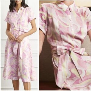 Hill House The Lily Dress in Candy Kaleidoscope Belted Linen Midi Dress XXS